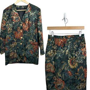 ALEXON Women's Tapestry Floral Suit| Size 10 | Vintage | "Made in Great Britain"